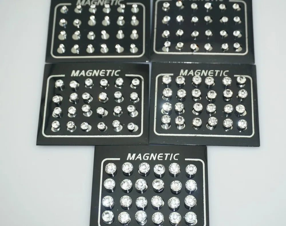 Diamond magnetic earrings set