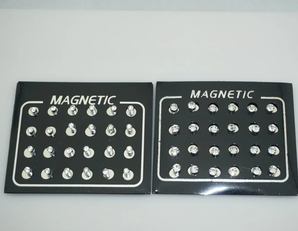 Diamond magnetic earrings set