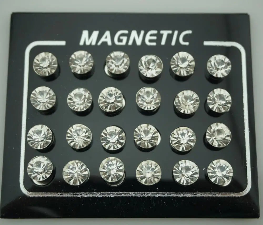 Diamond magnetic earrings set