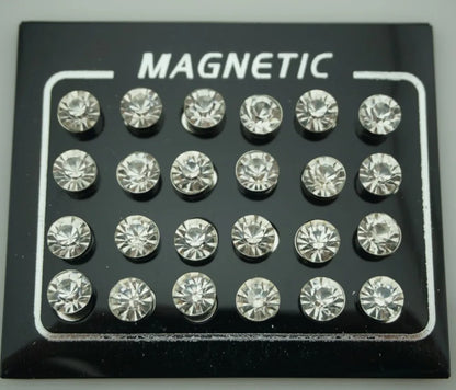 Diamond magnetic earrings set
