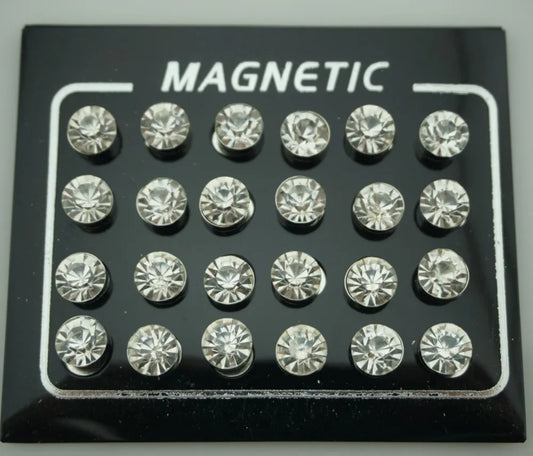 Diamond magnetic earrings set