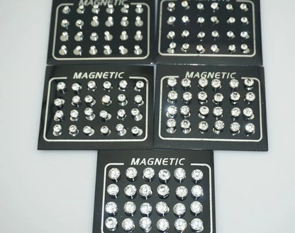 Diamond magnetic earrings set